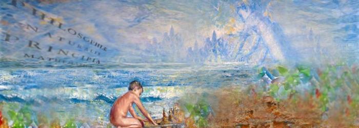 Небесные высшие сферы и на берегу моря мальчика-Ньютон подбирающего камушки