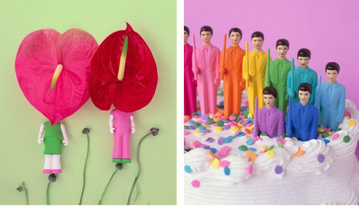 Обилие фаллических символов на работах Лиза Вольф Цветки с пестиками и фигурки мальчиков с палками утопающие в креме торта